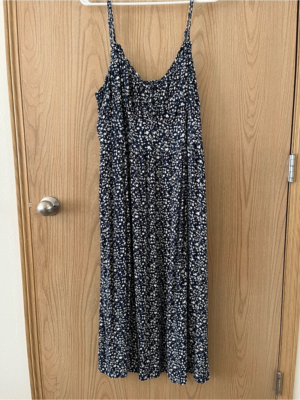 Old Navy Fit & Flare Floral Smocked Midi Cami Dress in Blue Ditsy Floral - Picture 3 of 10